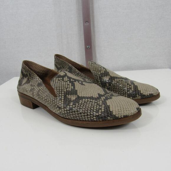 Lucky Brand Size 9 Snake Cut-Out Side Cahill Almond Toe Slip On Leather Flats - Picture 1 of 13